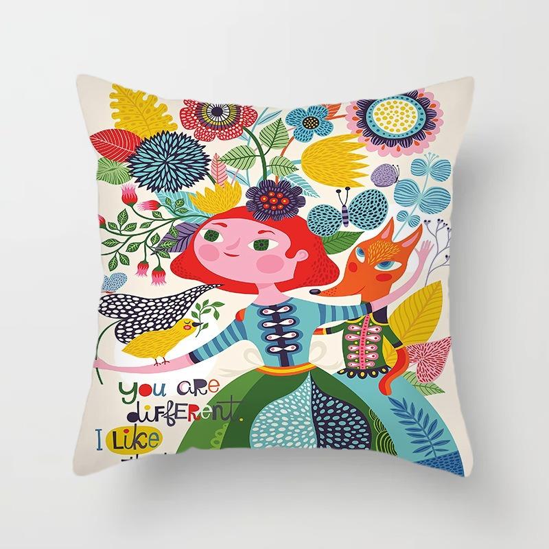 Juste de coussin colorée peinte d'art du monde, taie d'oreiller de luxe, décoration de bureau, décoration de la maison