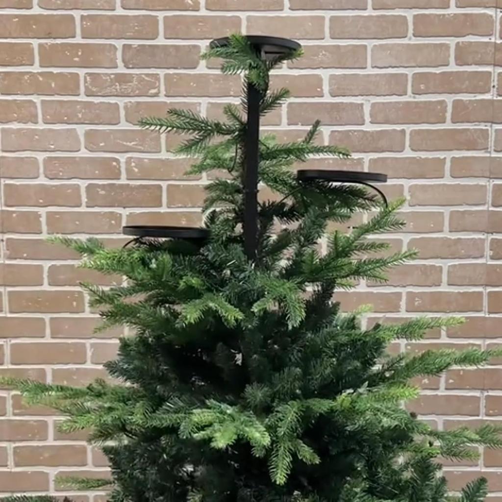 Black Triple Tree Topper Candle Holder Metal Triple Tree Topper Stand to Christmas Display Candles or Party Decor Hotel Festival