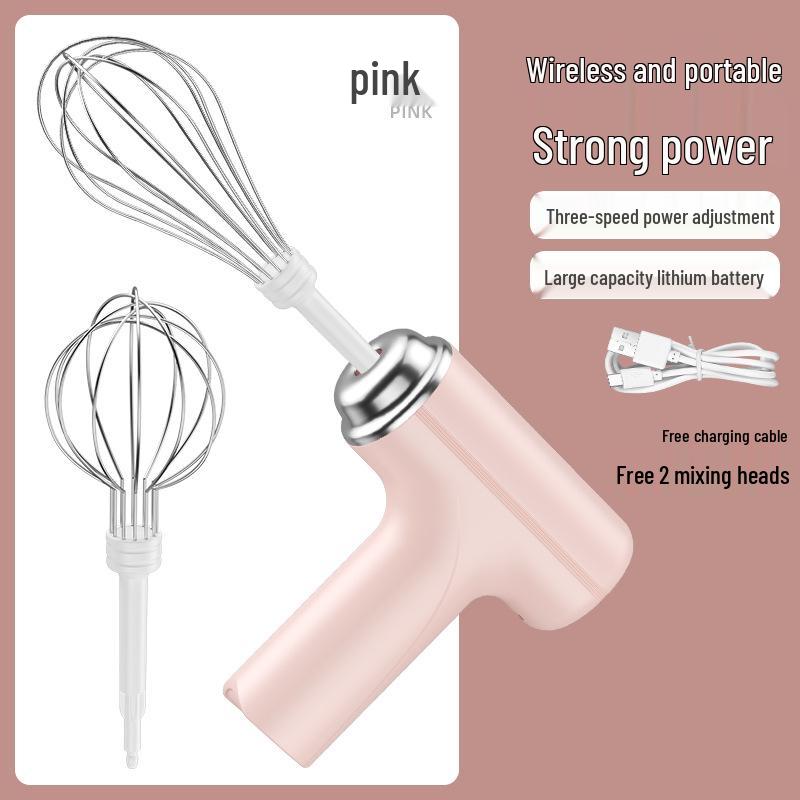 

Handheld Wireless Electric Egg Beater & Cream Mixer Dual Whisk Head