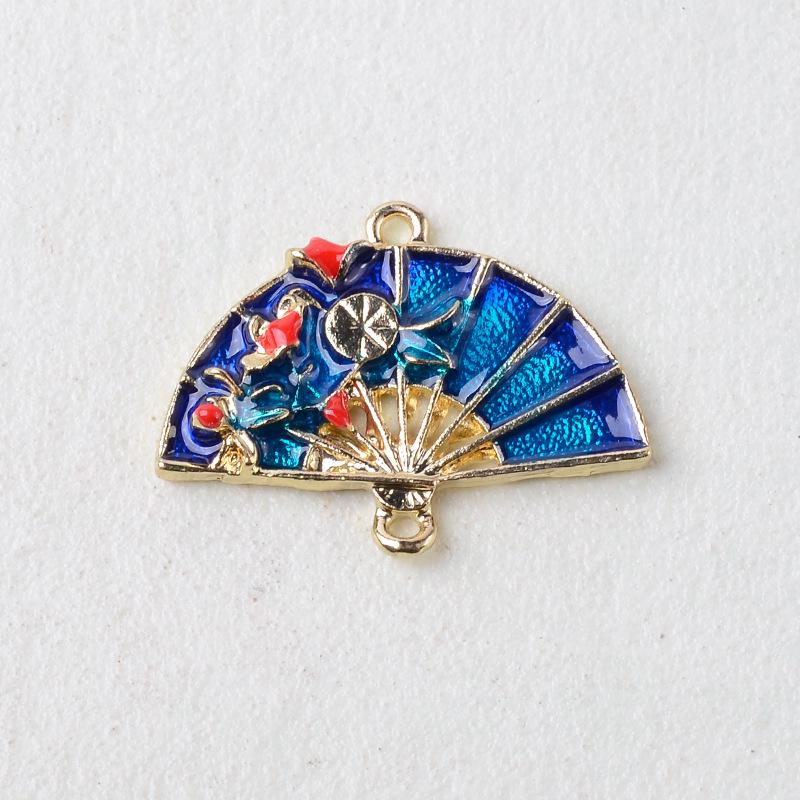 

Antique Style Alloy Enamel Fan Pendant for DIY Jewelry