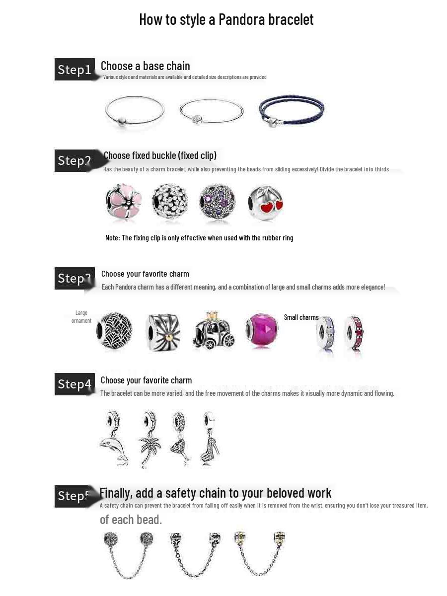 

Pandora 925 Серебро Розовое золото Классический круглый замок DIY Браслет 16 cm