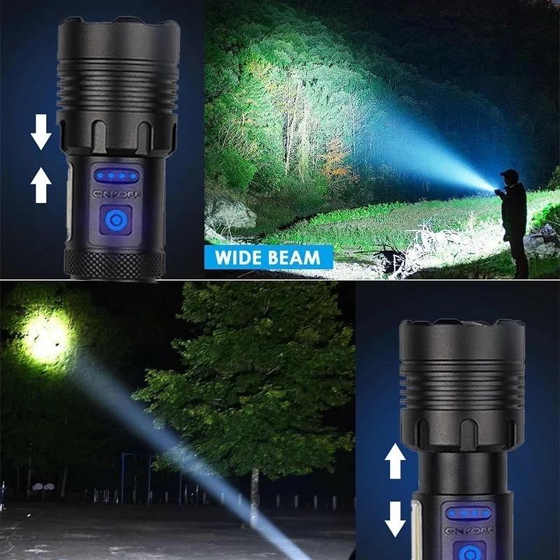 High Power LED Flashlight Type-c Rechargeable Flashlight Strong Light Outdoor Portable Torch Light Camping Fishing Work Lantern