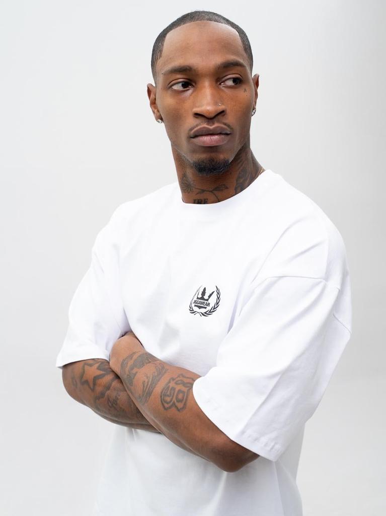 Jigga Wear Laurel S Oversized Men's White Short Sleeve T-Shirt