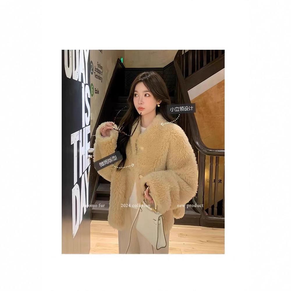 New Mao Mao jacket women's casual imitation fox fur V-neck versatile warm fur integrated