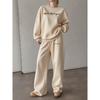 Women's Crewneck Sweatshirt & Drawstring Straight-Leg Pants 2-Piece Set Printed Fashion Outfit for Fall & Winter, Cute & Stylish