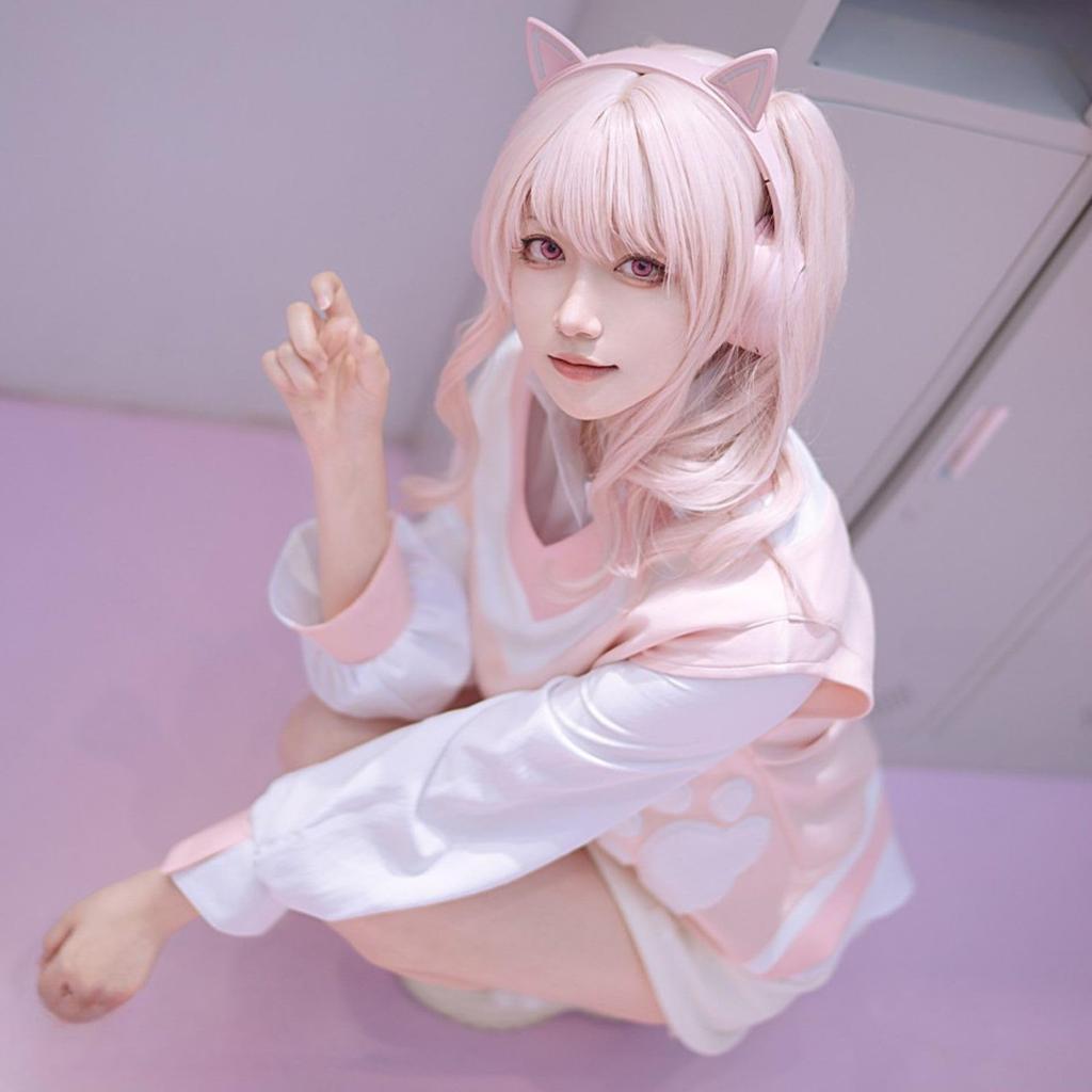 [Milky Time] Project Sekai Mizuki Akatsukiyama Cosplay Uniform Anime Game Donut and Peace Sign