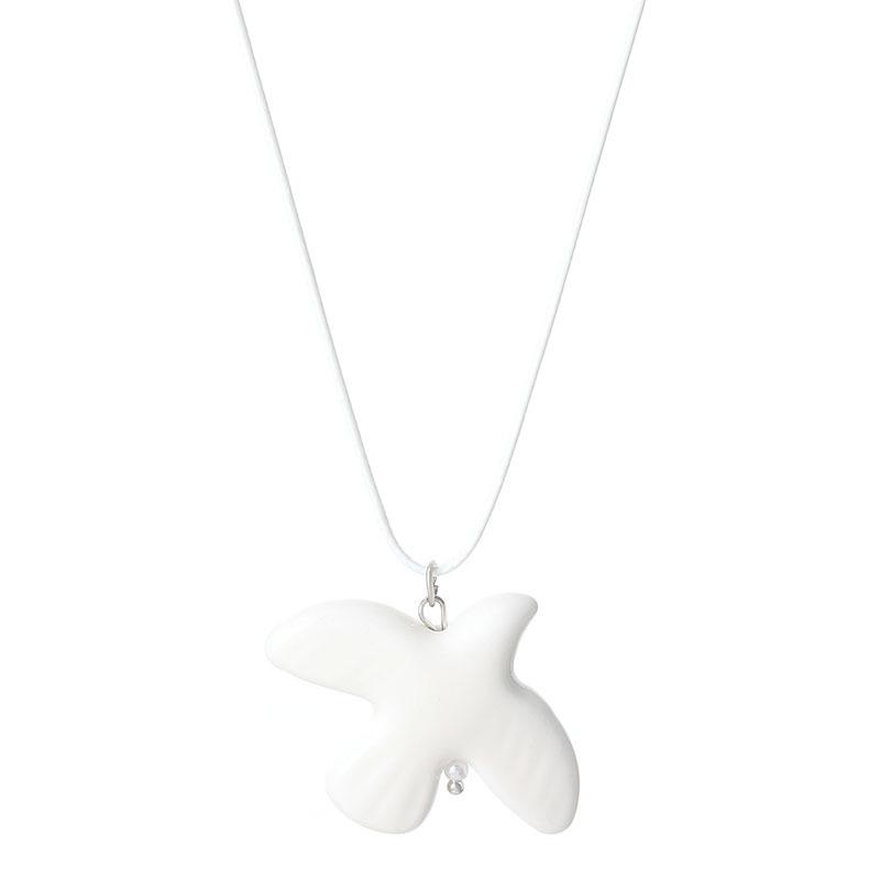 Exquisite White Ceramic Peace Dove Necklace For Women Vintage Dove Pendant Sweater Chain Fashion Party Jewelry Accessories Gift