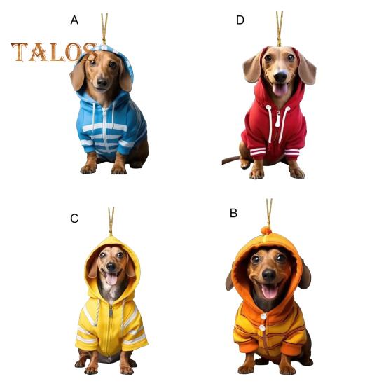 Ornament acrilic cu pandantiv pentru mașină pentru câine, farmec drăguț pentru mașină de Crăciun, ornament festiv pentru agățat pentru copaci, ferestre, uși