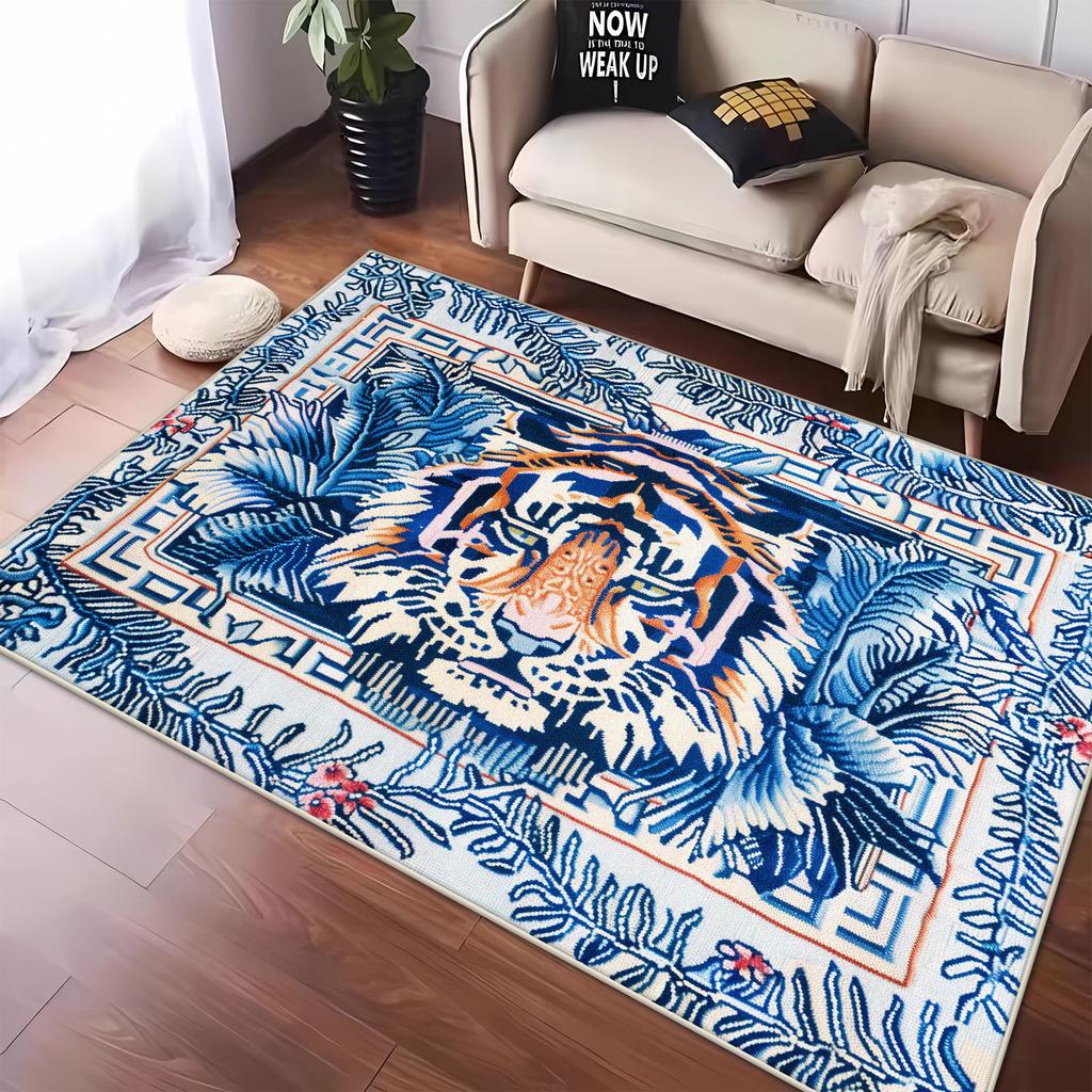 Modern Style Big Size Living Room Rugs Tiger Pattern Bedroom Carpet Soft Non-slip Mat for Kids Foldable Easy Clean Customizable