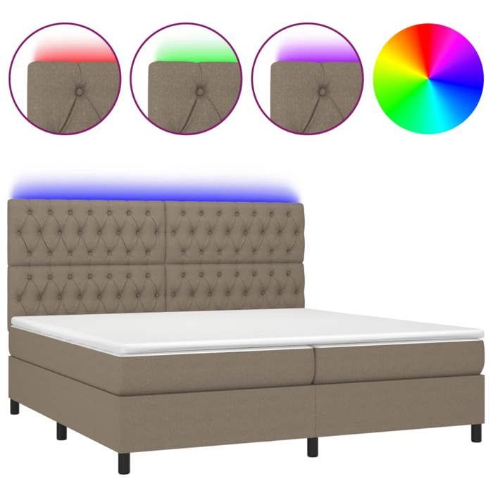 VidaXL Sommier à Lattes de Lit avec Matelas et LED, Lit Rembourré, Lit Double, Lit Adulte de Chambre à Coucher Intérieur, 3135145