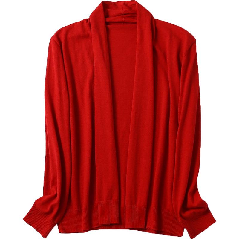 Breathable Loose Knit Cardigan with Scarf Collar - Perfect for Spring & Autumn Commute