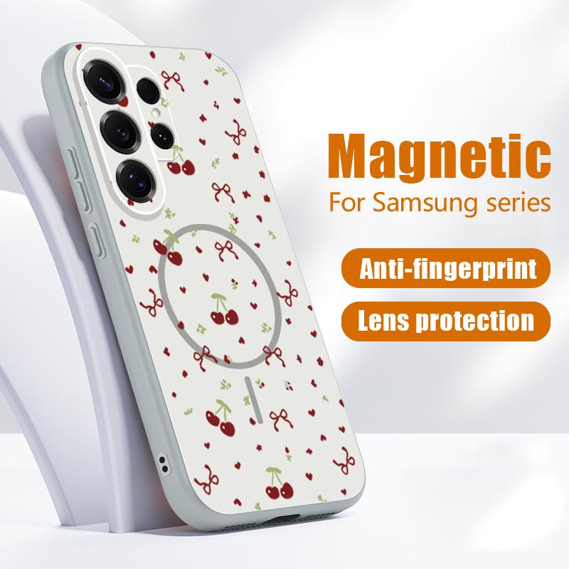 Magnetic For Magsafe Case For Samsung Galaxy S26 Ultra S25 Edge S24 Plus S23 FE S22 A17 A54 A55 A56 A57 5G Watermelon Cherry Fruits Pattern Cover