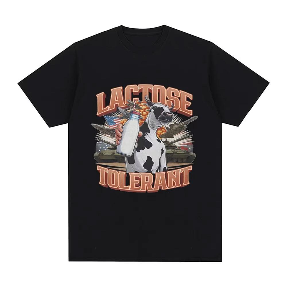 Lactose Intolerant Funny Meme Tee Shirt Men Women's Vintage Casual Short Sleeve T-shirt 100% Cotton Oversized Humor T Shirt Tops