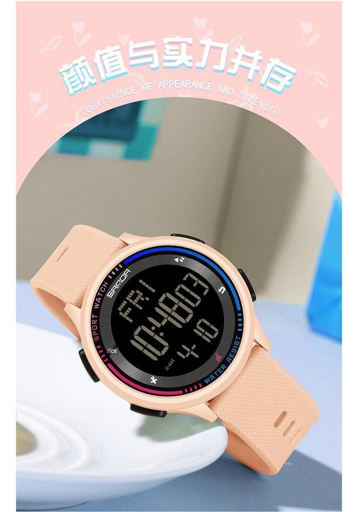 Orologio Sveglia Luminoso Sanda Ultra-Sottile: Elegante, Impermeabile e Multifunzionale con Numeri Grandi per Uomini e Donne