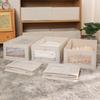 4 Stück Atmungsaktive Beige Leinen Aufbewahrungsboxen mit Klarsichtfenster Faltbare Schrankorganizer für Kleidung Bettwäsche und Spielzeug