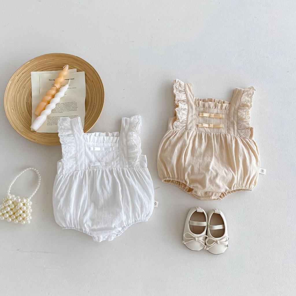 Summer Princess Short Sleeve Romper for Baby Girls - Lightweight and Fashionable Crawling Outfit