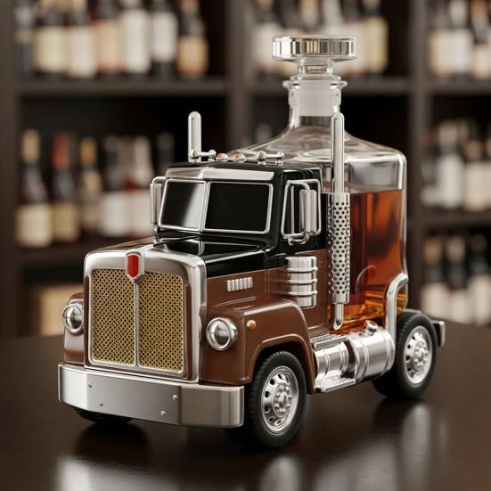 Truck Whiskey Decanter Unique Glass Decanter for Whiskey Bourbon Tequila Liquor Decanter Gift for Truckers Bourbon Lovers