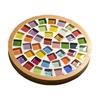 DIY Glass Mosaic Tile Coaster Set Mixed Color Mosaic Kit with Wooden Coaster Kids Adults Handmade Mosaic Crafts Coaster with Accessories