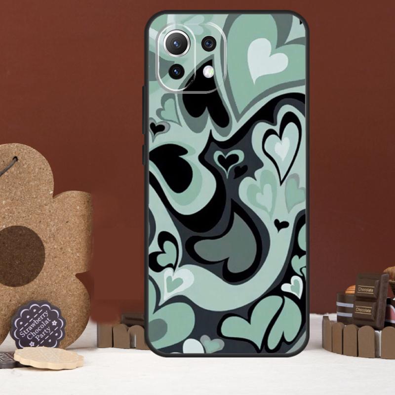Brown Purple Hearts Swirl Pattern Case For Xiaomi 15 14 Ultra 13T 14T 15T 17 Pro Max POCO X7 Pro X5 X6 F5 F6 F7 F8 Ultra Cover
