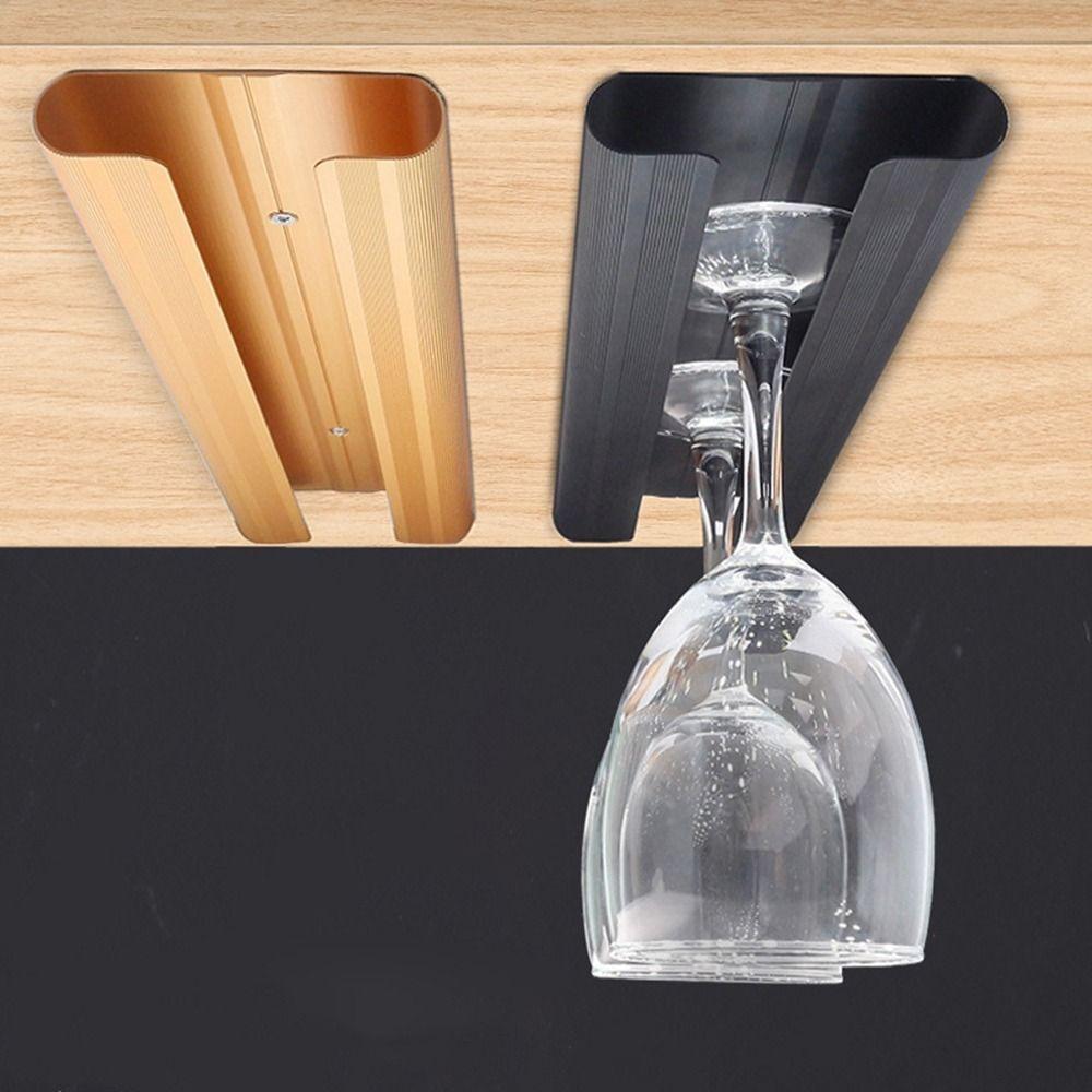 

Aluminum Zinc Zinc Alloy Upside Down Wine Glass Holder Hanging Inverted Goblets Rack for Home чорний