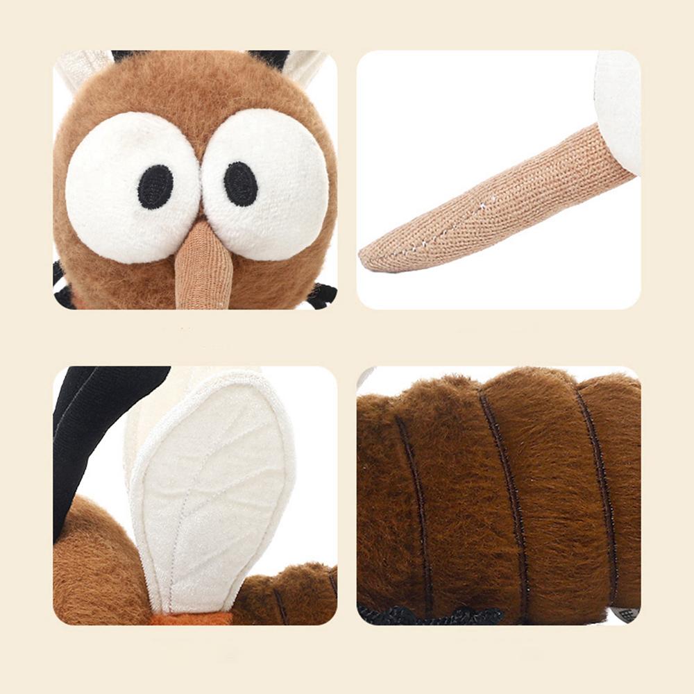 25cm Cute Summer Mosquito Plush Toys Cute Stuffed Bug with Angry Face Fluffy Mosquito Dolls Room Decor Children Birthday Gifts