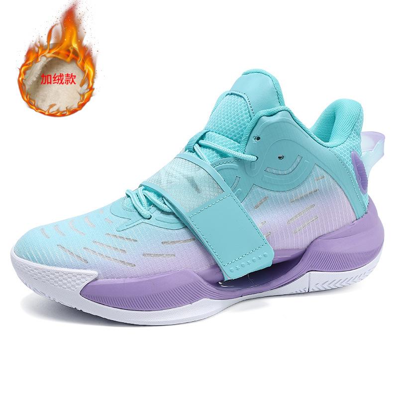 New velvet cotton shoes running sports casual basketball shoes men's high elastic boots student wear-resistant sports shoes women