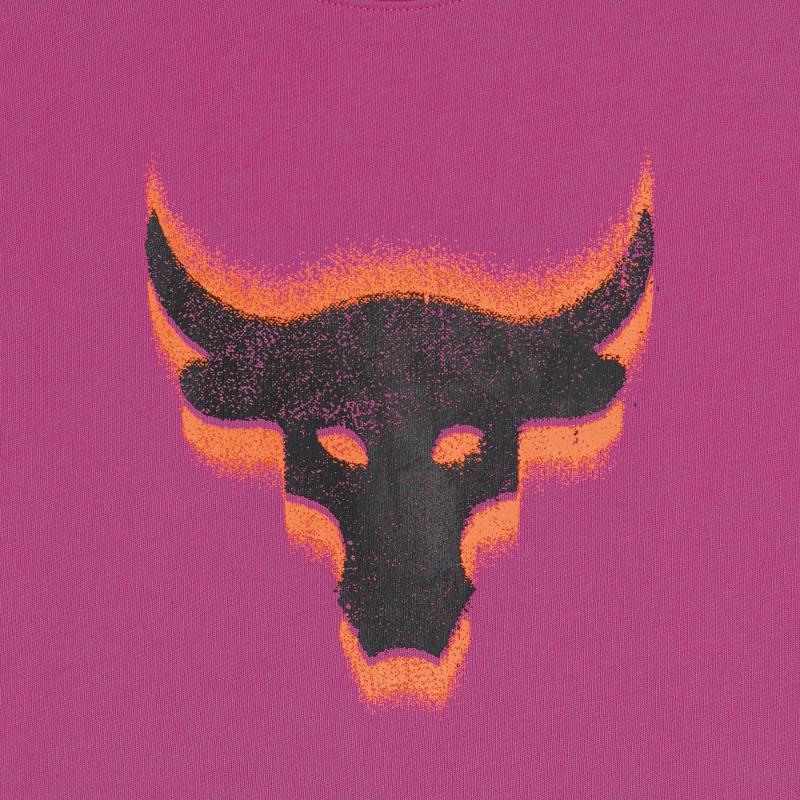 Under Armour Project Rock Underground Core Logo Print Comfortable Fitted Crew Neck Short Sleeve T-Shirt Women T-Shirts Lotus-Pink 1382708-686