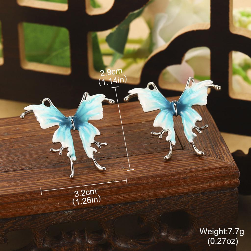 Natural Pearl Flower Oil Drop Earrings Oil Painting Series Enamel Geometric Butterfly Earrings Jewelry Niche Fashion Women