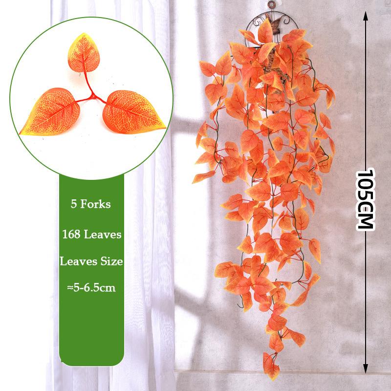 105cm 5 Forks Artificial Vines Plants Outdoor Plastic Creeper Green Ivy Wall Hanging Plants Branch For Home Garden Wedding Decor