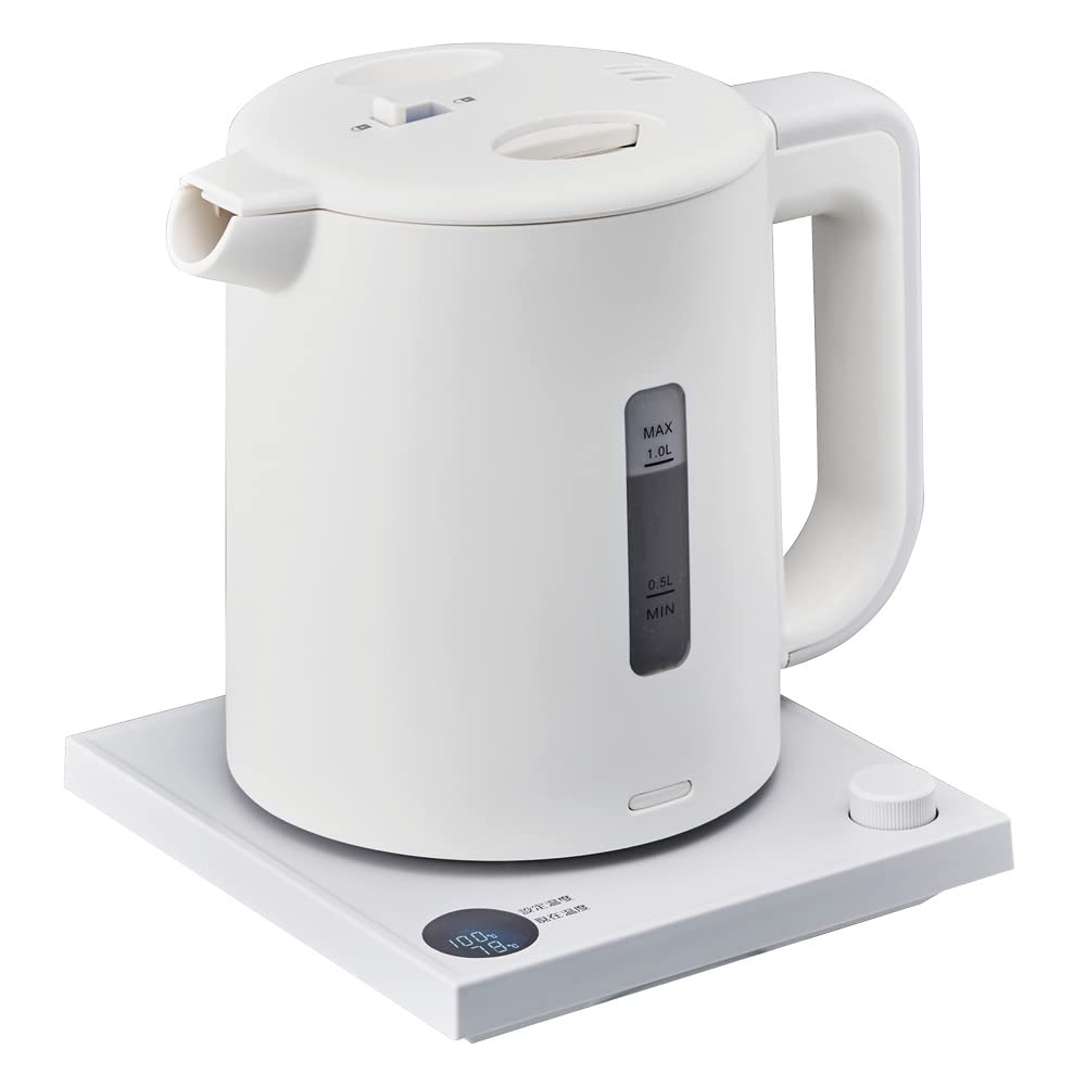 Doshisha Electric Kettle, 1.0L, 1°C Temperature Setting, White, Pieria