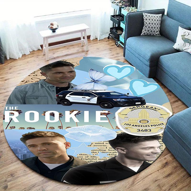 THE ROOKIE Round Area Rug,Carpet Rug for Living Room Bedroom Sofa Playroom Decor,Non-slip Floor Mat