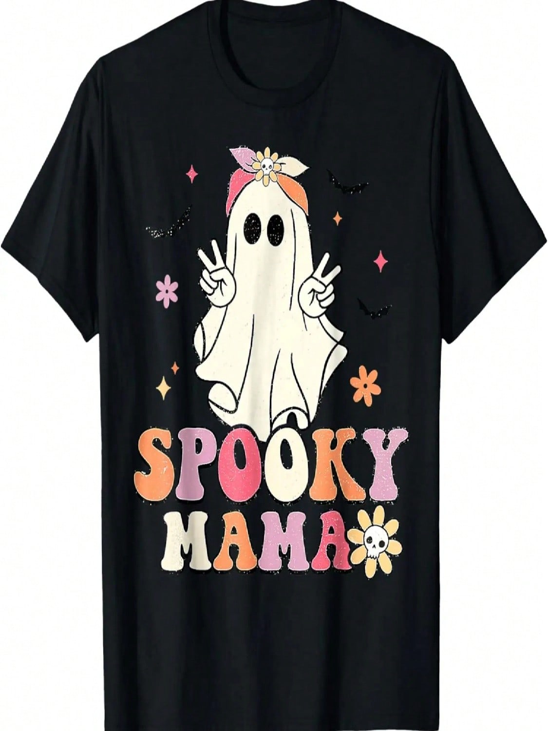 Cute Ghost Boo Groovy Spooky Mama Halloween Costume Wounisexs T-Shirt S разноцветный