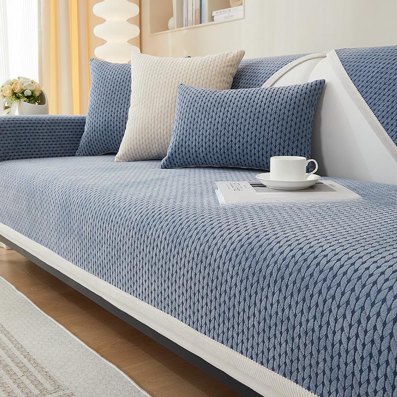 Poduszka na sofę Chenille cztery pory roku uniwersalna poduszka antypoślizgowa prosta nowoczesna zaawansowana jednokolorowa narzuta na sofę tkanina