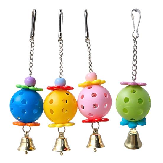 Parrot Activity Toy Foraging Ball Toy, Plastic Hollow with Bell, Bird Chew Cage Enrichment for Lovebird Budgie Cockatiel Conure