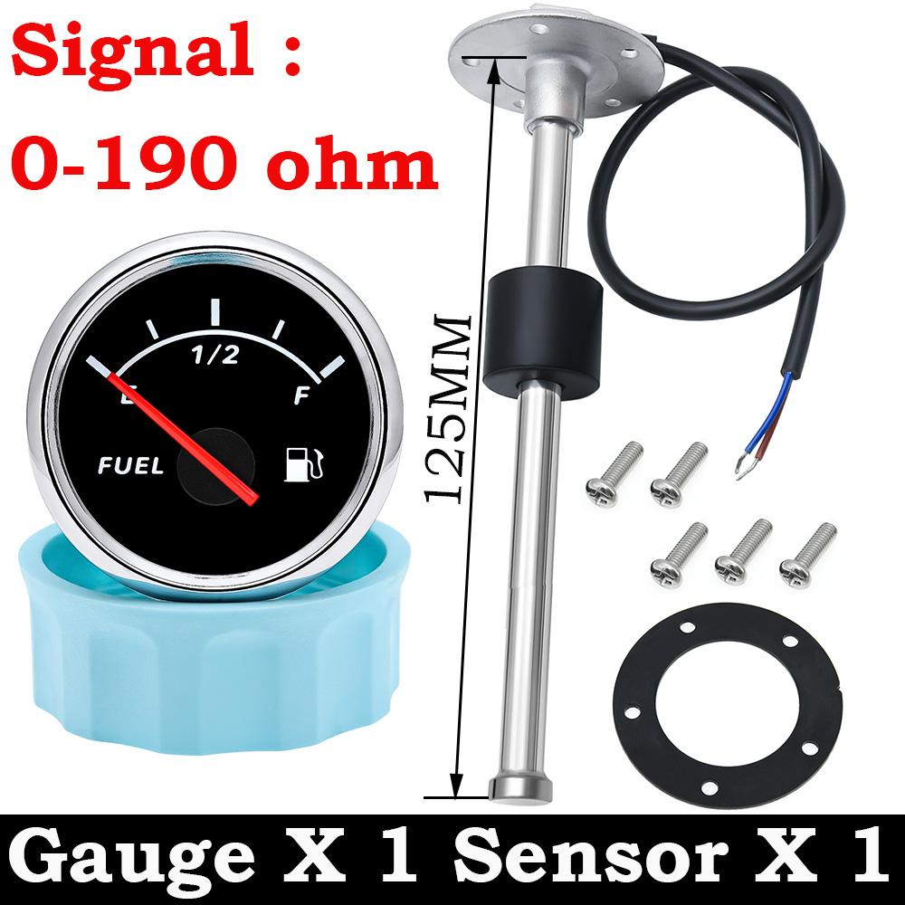 52MM Fuel Gauge with Red Backlight 100-500MM Stainless Steel Fuel Level Sensor 0-190ohm For Oil Fuel Tank Indicator Customized