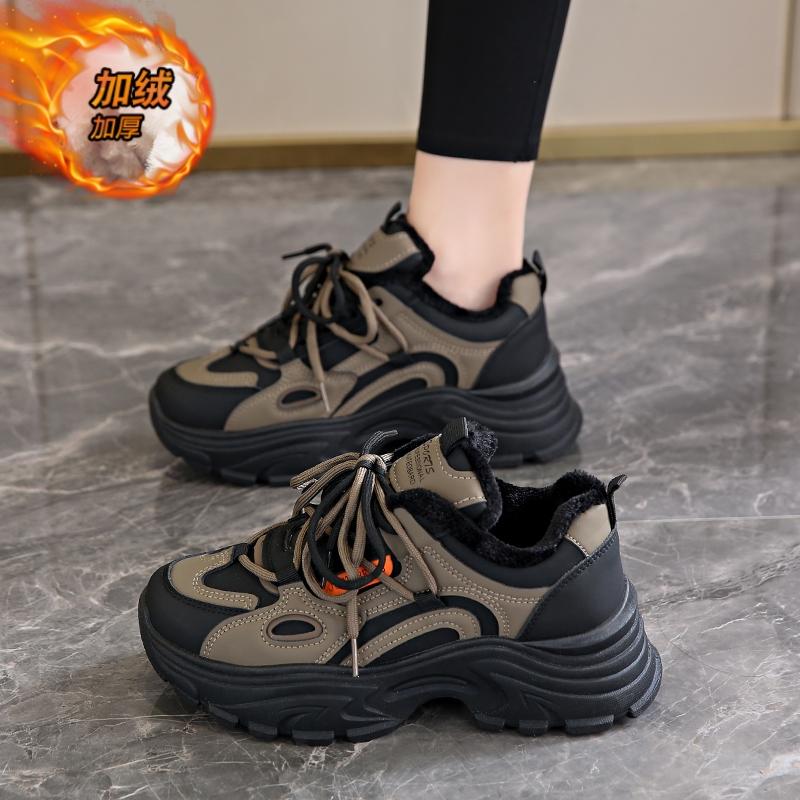 Cotton Shoes Winter Velvet Sports Shoes New Thermal Casual Shoes Platform Dad Shoes