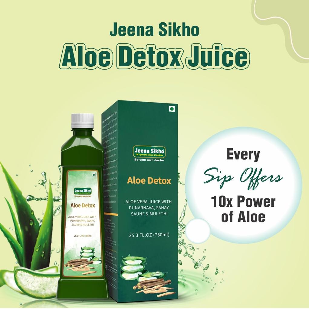 Jeena Sikho Aloe Detox Juice Naturally Beneficial For Body Detox Natural Aloe Vera, 750ml 1.6lbs