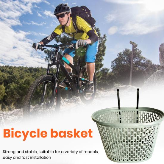 Bicycle Basket Strong Large Capacity Hollowed-out Plastic Basket Multifunctional Item Storage Removable Folding Bike Organizer Front Basket Cycling