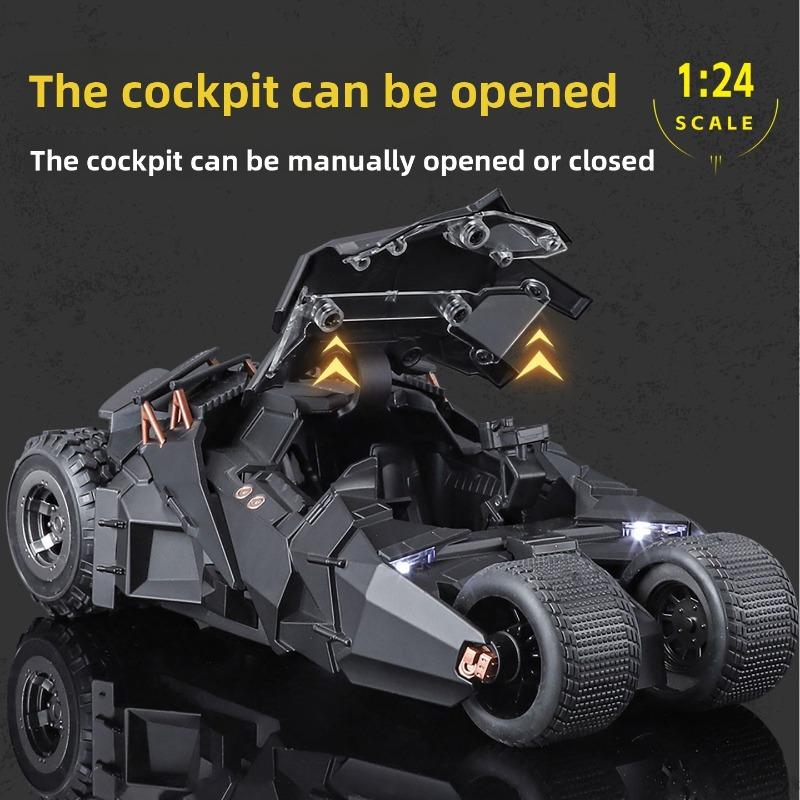 Alloy Die-cast 1:24 Batmobile Tumbler Sound Light Sprayable Model Car Toy, Perfect Birthday Gift for Kids Boys