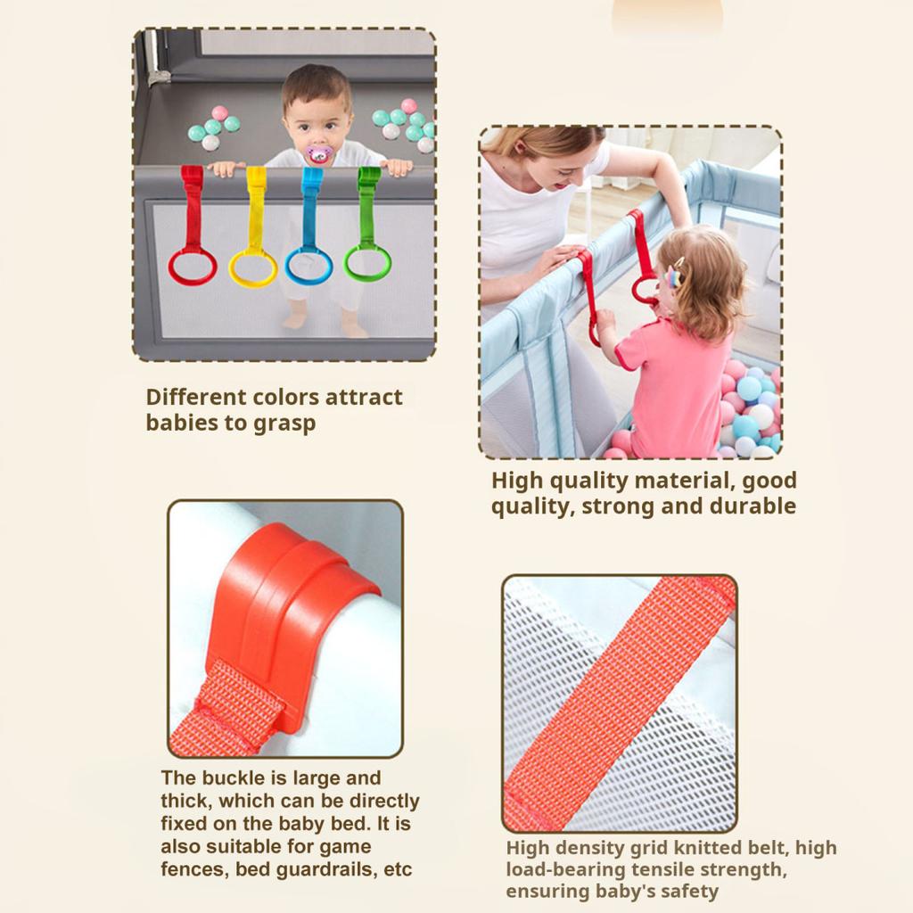 4/8Pcs Baby Pull-Up Ring Toddlers Walking Helper Practice Exercises Assistant Tool Stand-Up Rings Infant Crib Playpen Hanging Ring