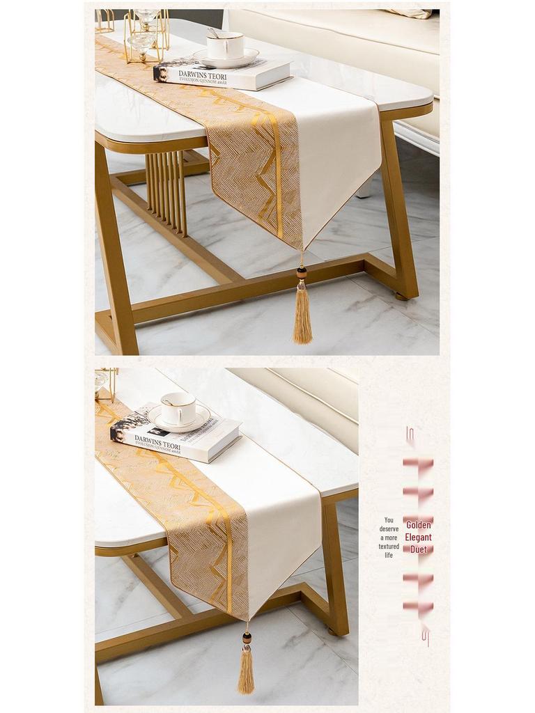 Modern Nordic Light Luxury Table Runner - Elegant High-End Coffee and Tea Table Decorative Fabric Cover.