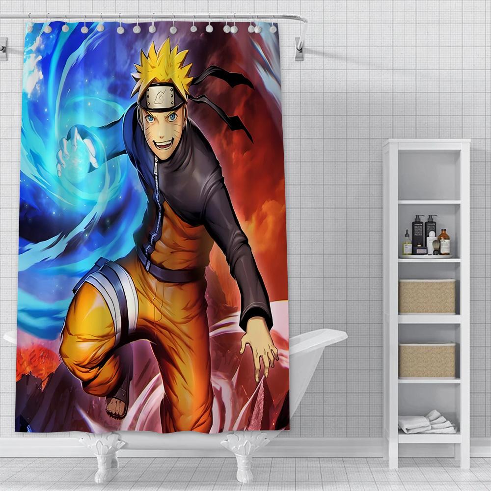 Hot Japan Anime N-NarutoS Shower Curtain Waterproof Polyester Fabric Paint Bath Curtains Home Bathroom Decor Curtain With Hook