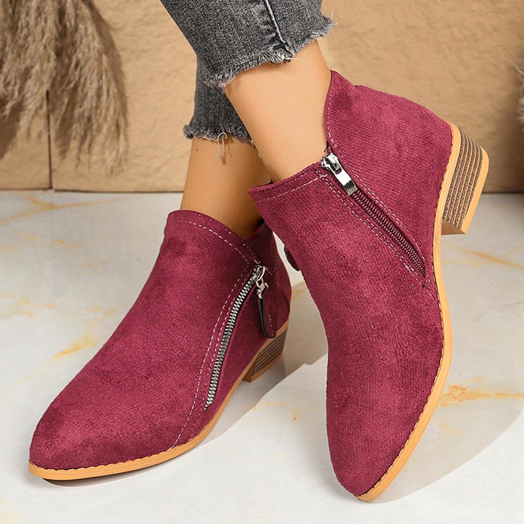 Dámské kozačky Podzim/zima Kotníkové kozačky na straně Dámské Nízký podpatek Nízká holeň Studentský vysokoškolský styl Dámské boty Pohodlné outdoorové boty