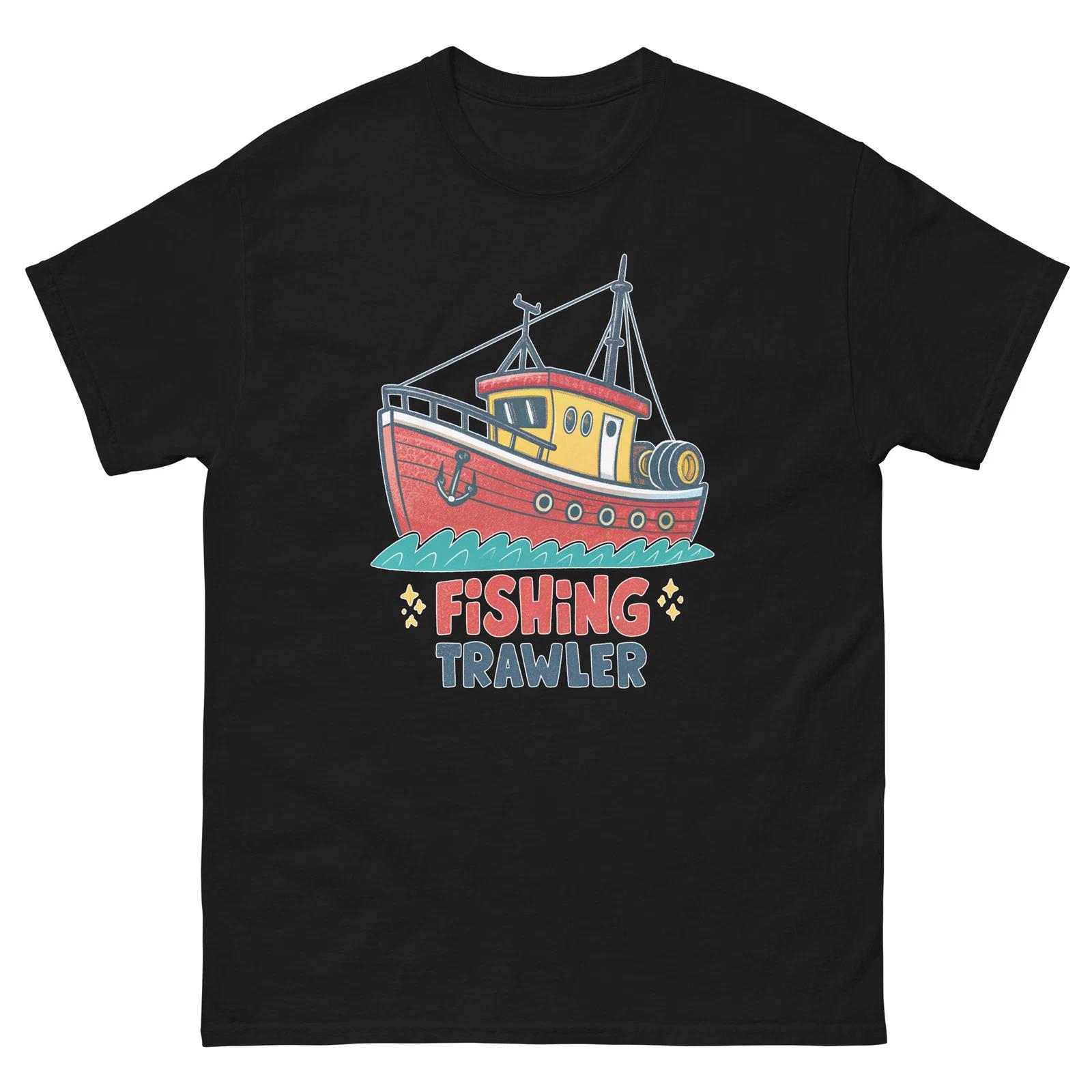 Fishing Trawler Transportation Vehicle Illustration T-Shirt 3XL