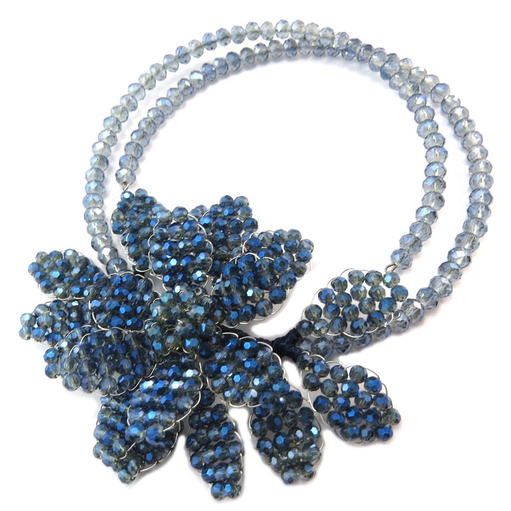 

Lily-Crystal [P4411] - Серо-голубое ожерелье ручной работы Каллы - 10,5x7. 5см