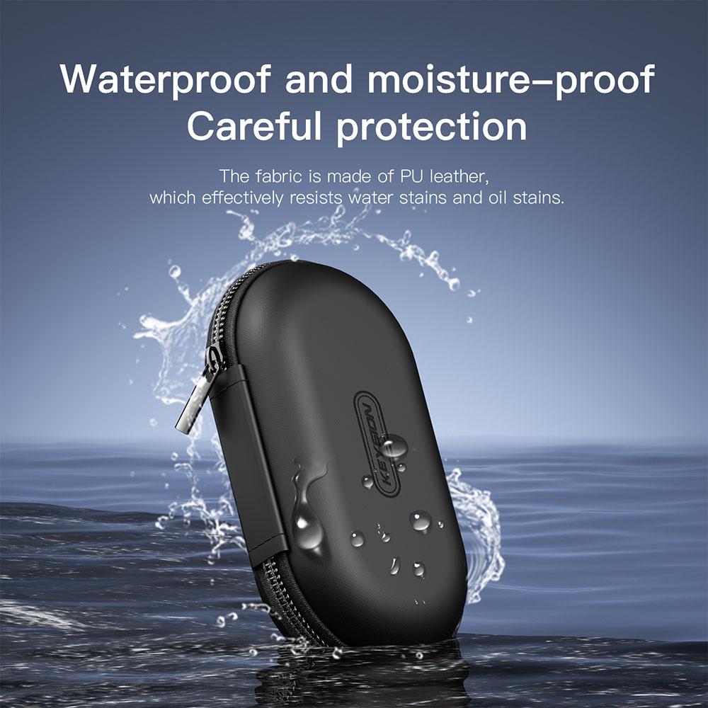 KEYSION PU Leather EarPhones Case Travel Dustproof DAC Headphone Amplifier AMP Cable Oval Storage Box Bag Headset Accessories