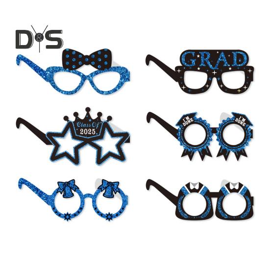 

6 шт. очков для выпускного вечера 2025 года, многоразовые очки для выпускного, очки для нарядной вечеринки, реквизит для фотобудки для выпускников 2025 года 6pcs синий