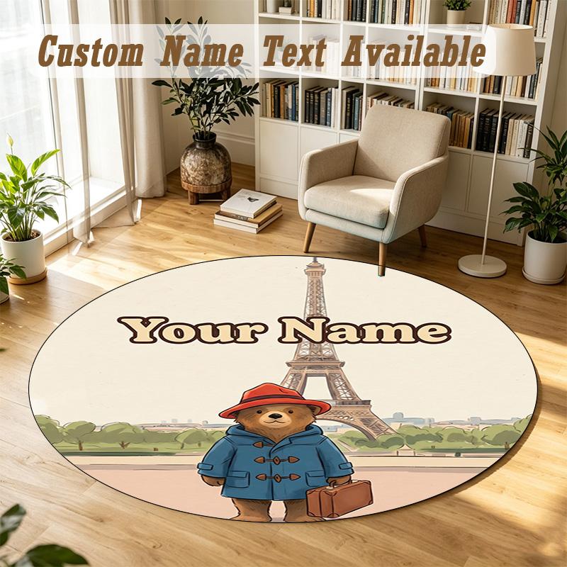 Round Rug Custom NamePaddington Pattern Non Slip Carpet Home Floor Decor