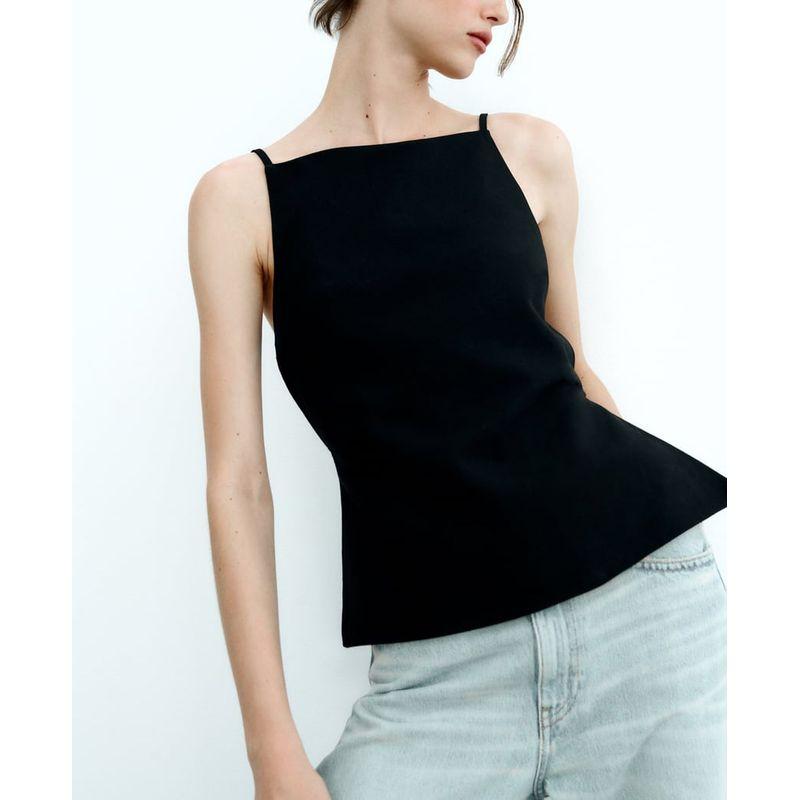 Spring New Arrival White Suspender Vest Fashion Casual Open Back Design Waist-Tight Short Top 3067066