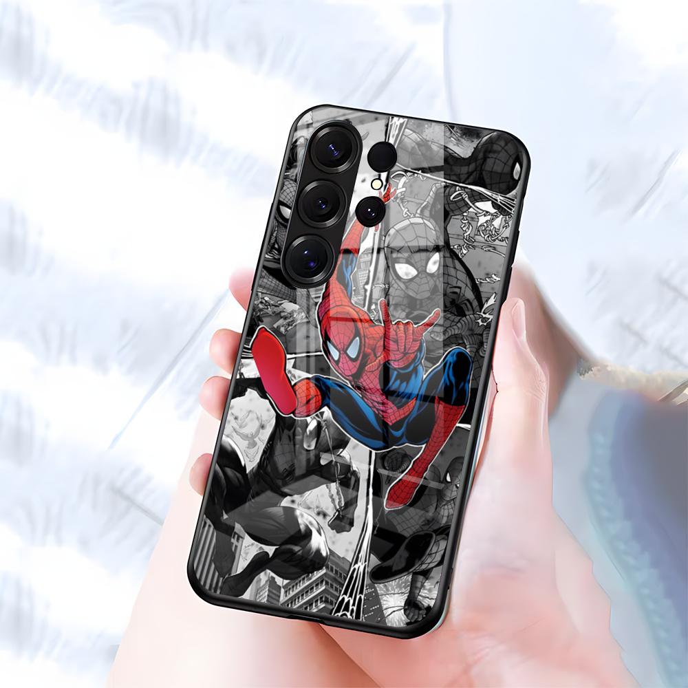 

S-Spiders Cool Man Phone Case For Samsung S26 S25 S24 FE S23 S22 S21 Plus S20 Ultra Note20Ultra Black Glass Cover Galaxy S23 FE